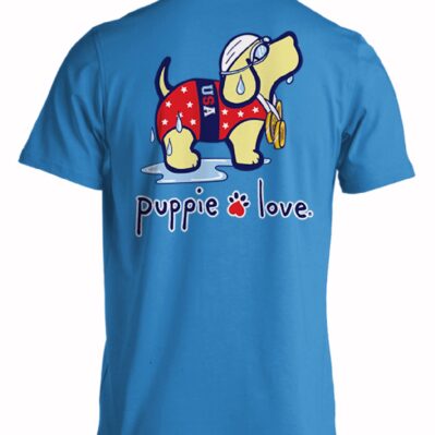 Puppie Love Dog USA Swimmer Swimming Sleeve T-Shirt