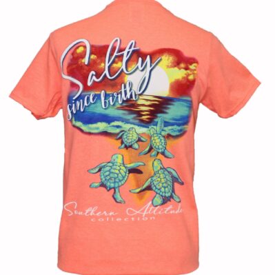 Salty Since Birth Turtle and Sunset Short Sleeve T-Shirt