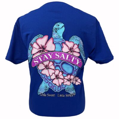 Stay Salty Turtle with Flowers Little Sweet Little Snappy Short Sleeve T-Shirt
