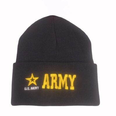 U.S. Army Emblem Black Cuffed Beanie Cap Hat