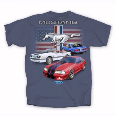 Ford Mustang Fox Body U.S. Flag Short Sleeve T-Shirt