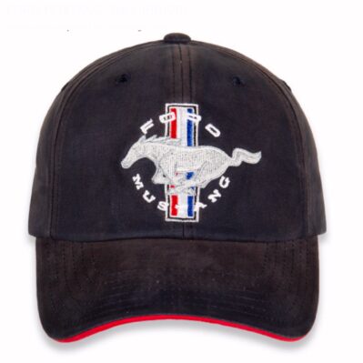Ford Mustang Tribar Pony Logo Dark Navy Blue Cap Hat