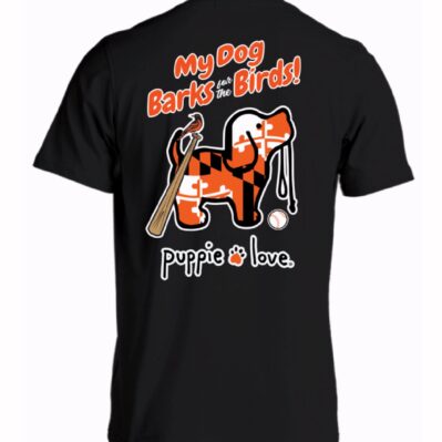 Puppie Love My Dog Barks for the Birds Baseball Short Sleeve T-Shirt