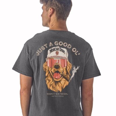 Simply Southern Just a Good Ol' 'Merican Dude Dog with Cigar Short Sleeve T-Shirt