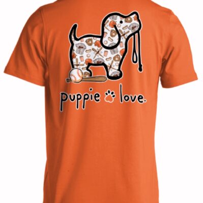 Puppie Love Dog Baseball Pup Orange Short Sleeve T-Shirt
