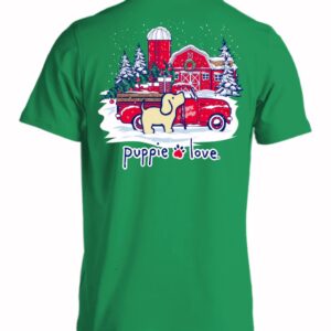 Puppie Love Happy Holidays Christmas Tree and Gifts Short Sleeve T-Shirt