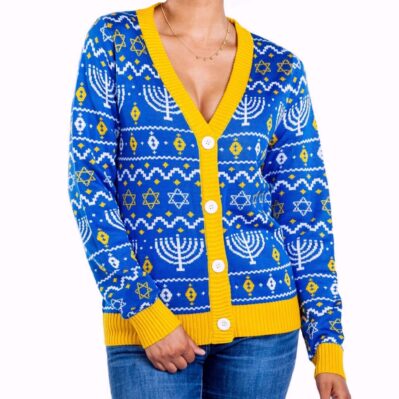 Menorah Hanukkah Women's Cardigan Sweater
