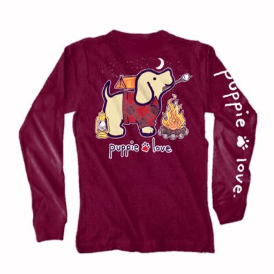 Puppie Love Dog Camping Pup and Toasted Marshmallows Long Sleeve T-Shirt Sweatshirt