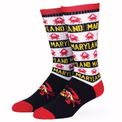 Maryland Crab and Flag Striped Crew Socks