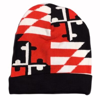 Maryland Flag Orange Beanie Cap with Black Cuff