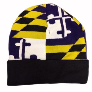 Maryland Flag Purple Beanie Cap with Black Cuff