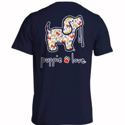 Puppie Love Dog Crab and Beer Pattern Pup Short Sleeve T-Shirt