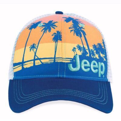 Jeep Beach Sunset Embroidered Mesh Cap Hat